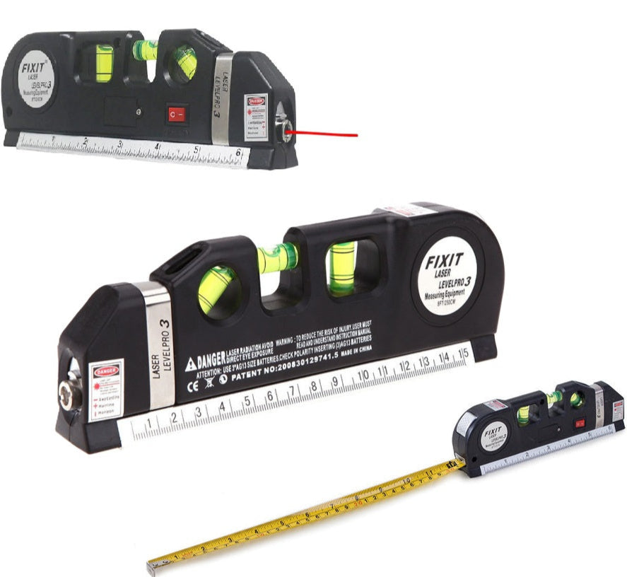 Nivela multifunctionala cu laser, Zola, 3 in 1, boloboc si ruleta, 250 cm, neagra Nivela multifunctionala cu laser, Zola, 3 in 1, boloboc si ruleta, 250 cm, neagra